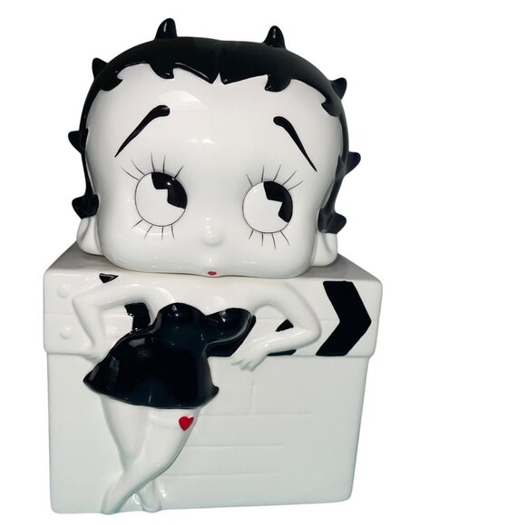 Benjamin Medwin Vintage 1995 Betty Boop Ceramic Cookie Jar White Decor - Picture 8 of 16